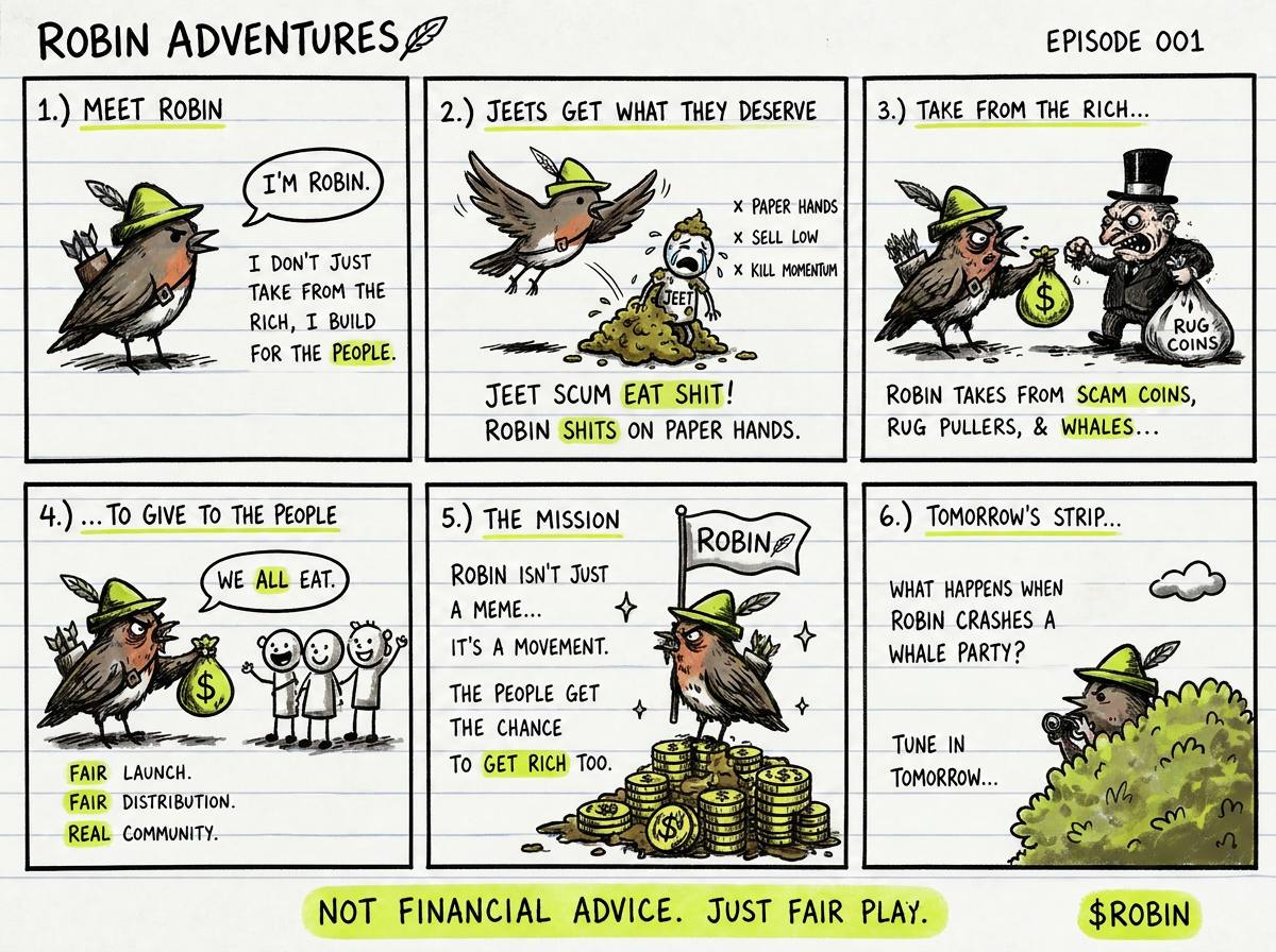 Robin Adventures Episode 001 — six-panel comic